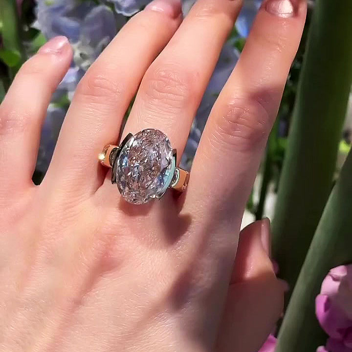 8ct Unique Design Oval Cut White Sapphire Engagement Ring