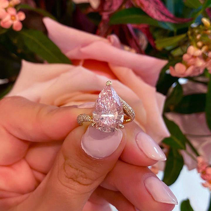 4ct Pear Cut Pink Sapphire Engagement Ring