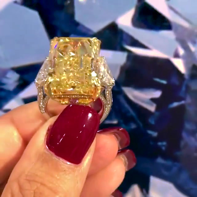 7ct Radiant Cut Yellow Sapphire Engagement Ring