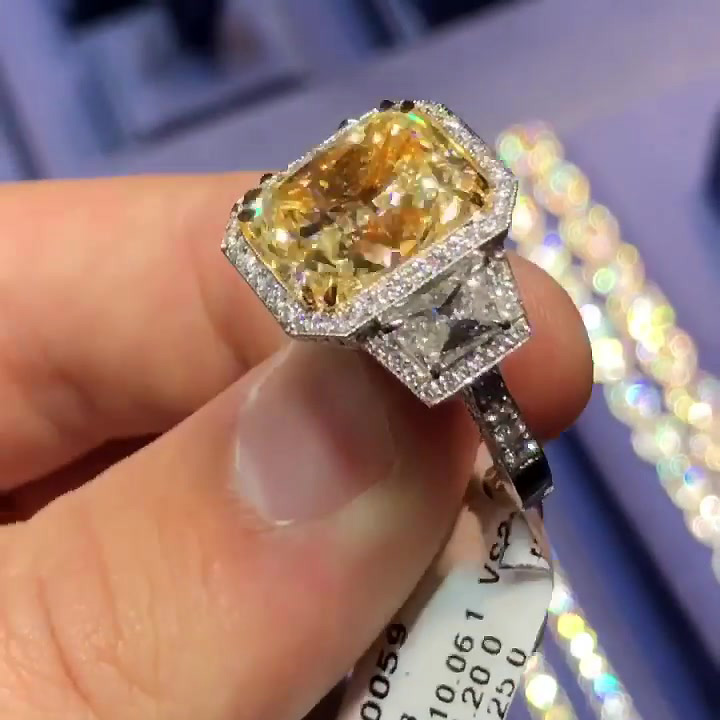 10ct Radiant Cut Yellow Sapphire Engagement Ring