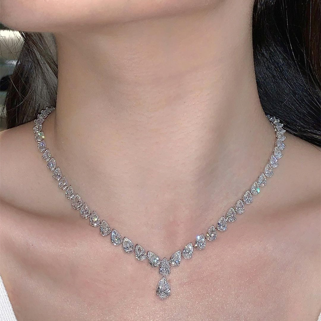 Pear Cut White Sapphire Necklace