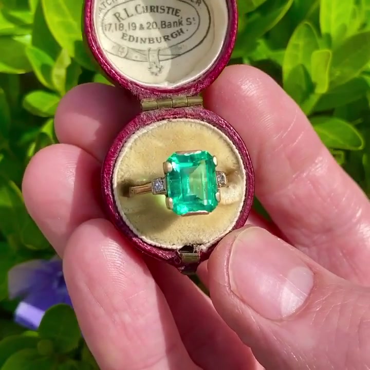 5ct Emerald Cut Green Sapphire Engagement Ring