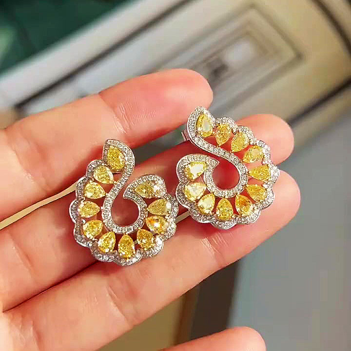 Pear Cut Yellow Sapphire Hoop Earrings