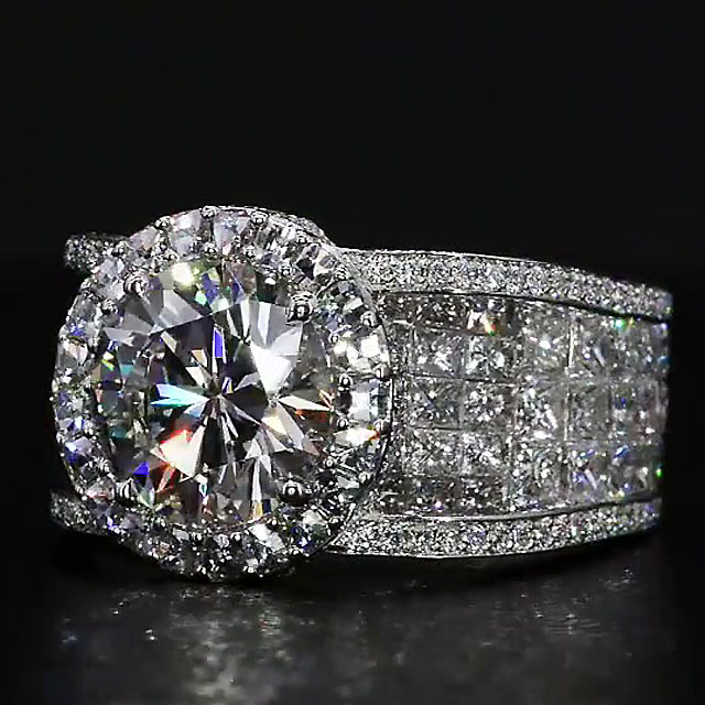 5ct Round Cut White Sapphire Engagement Ring