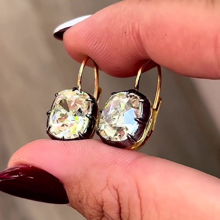 Cushion Cut White Sapphire Drop Earrings