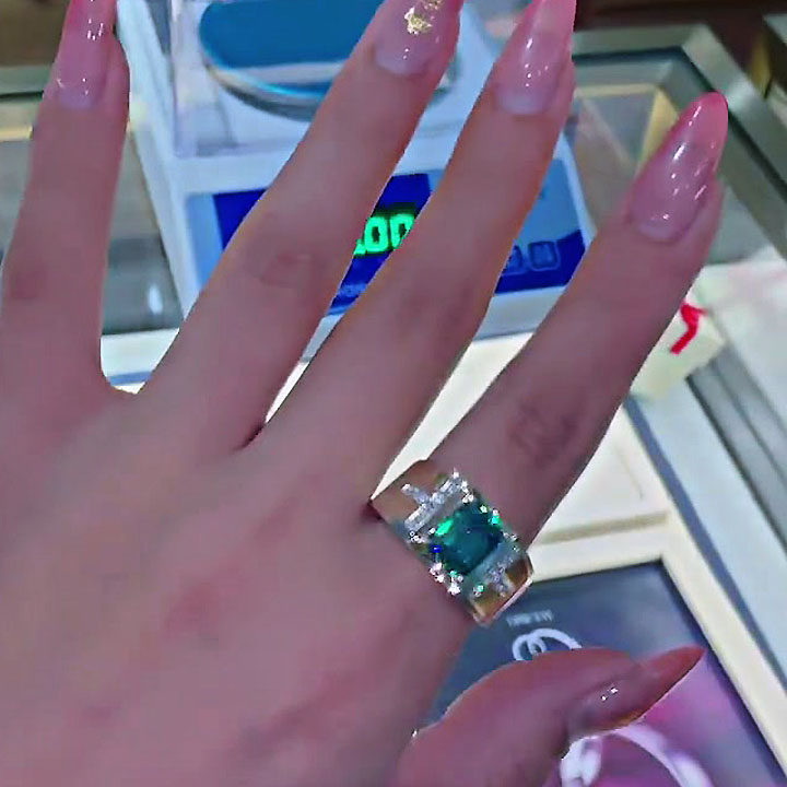 3ct Emerald Cut Emerald Sapphire Men's Engagement Ring