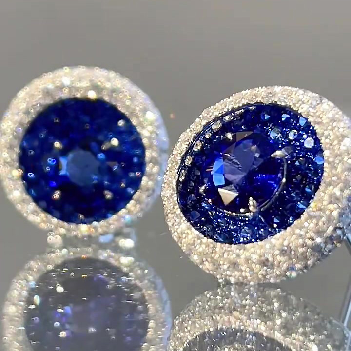 Round Cut Blue Sapphire Stud Earrings
