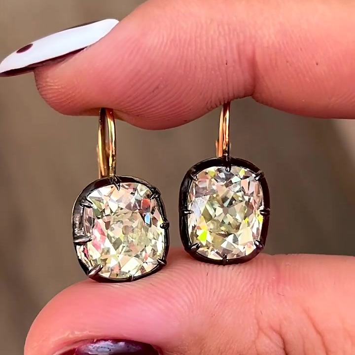 Cushion Cut White Sapphire Drop Earrings