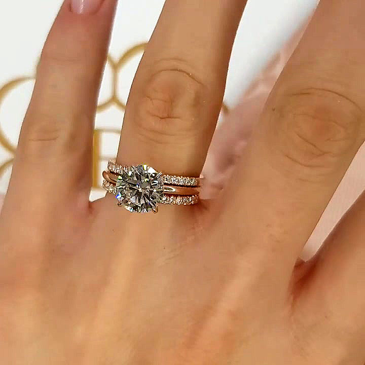 2ct Round Cut White Sapphire Wedding Set