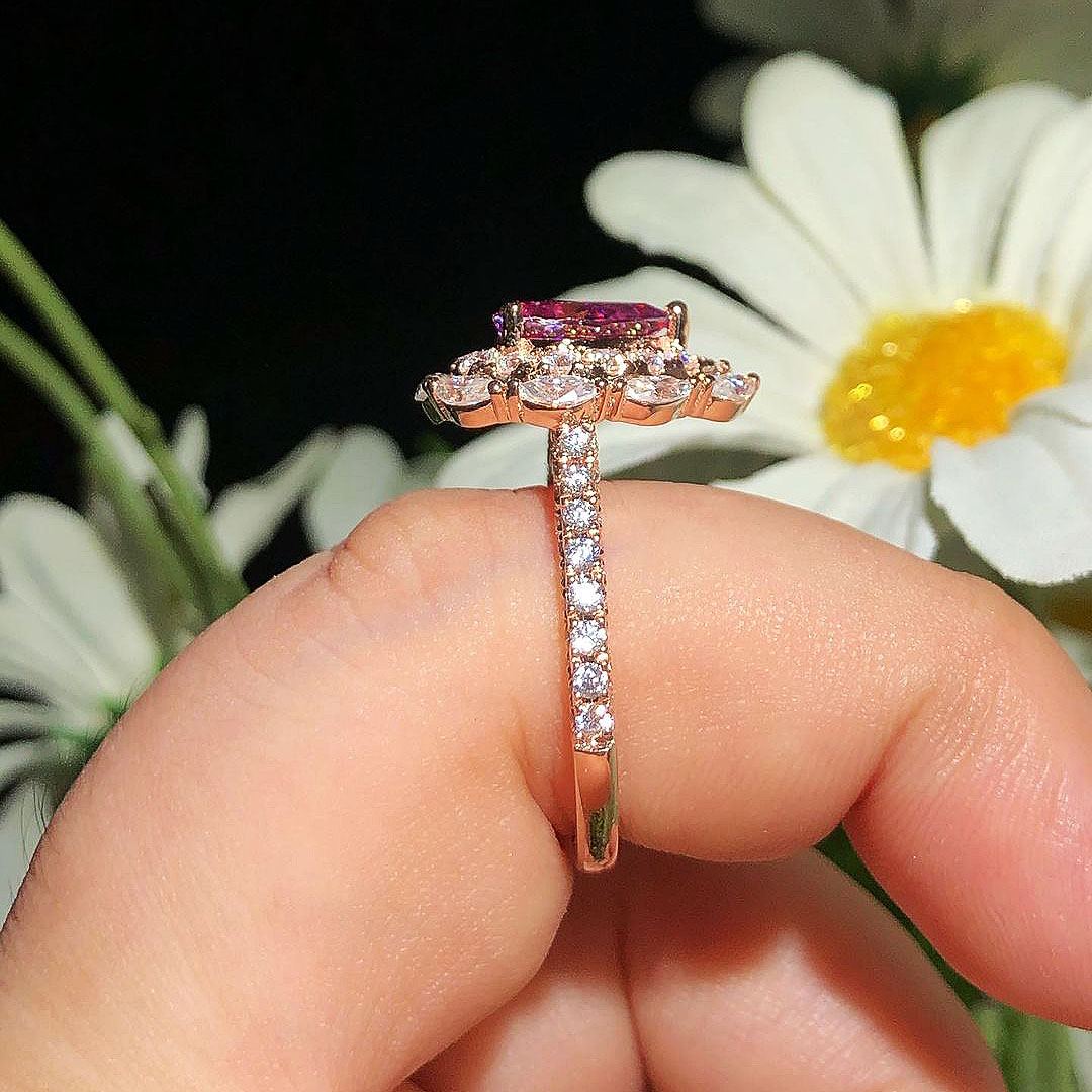 3ct Pear Cut Pink Sapphire Engagement Ring