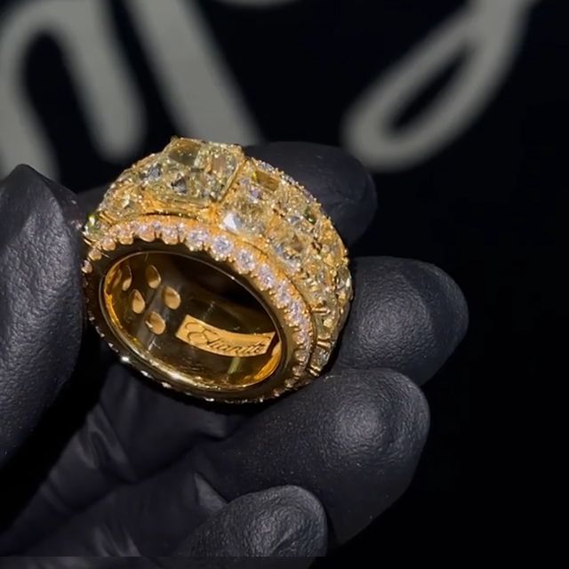 1.0ct Radiant Cut Yellow and White Sapphire Men's Ring