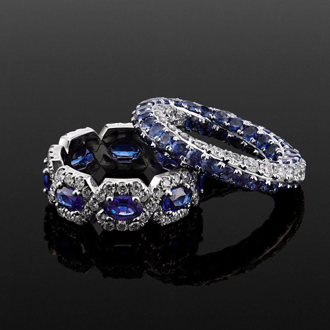 4ct Round Cut Blue Sapphire Eternity Ring