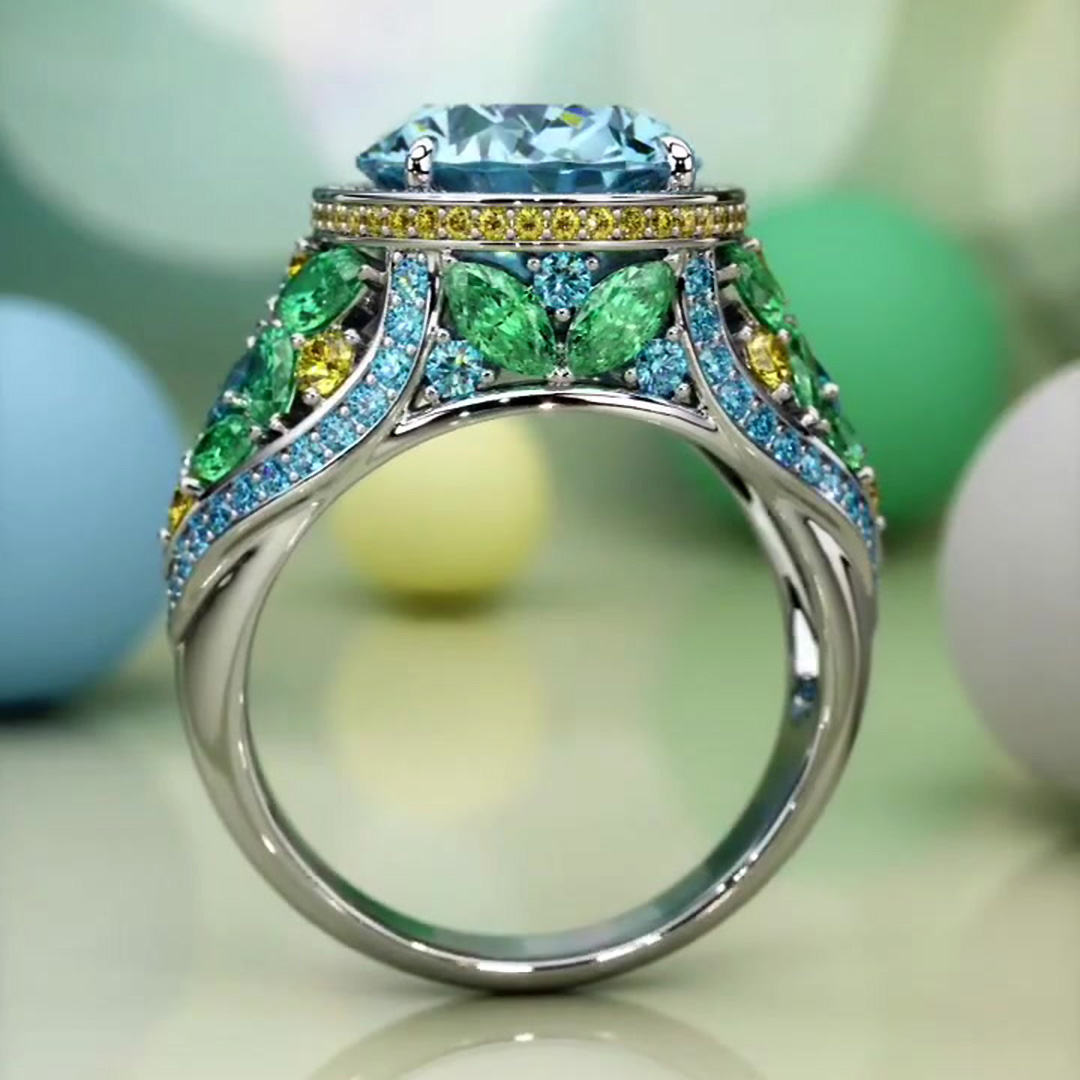 7ct Oval Cut Aquamarine Sapphire Engagement Ring