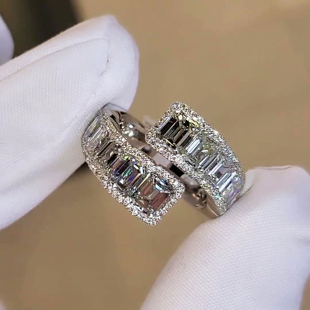 6ct Emerald Cut White Sapphire Eternity Ring