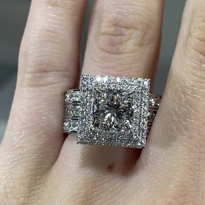 6ct Princess Cut White Sapphire Engagement Ring