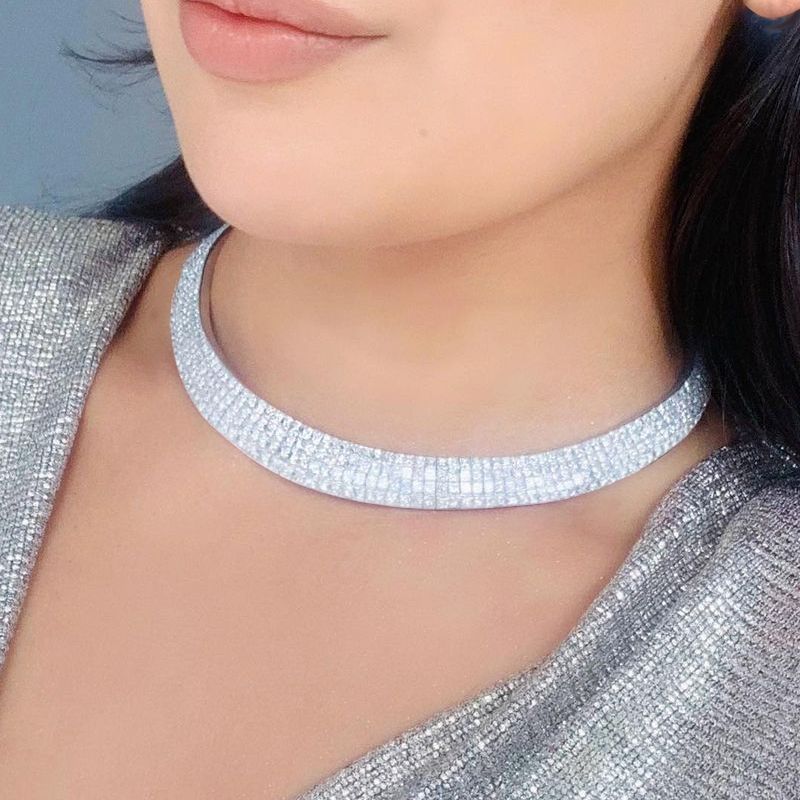 Micro-pave Setting Round Cut Necklace Choker