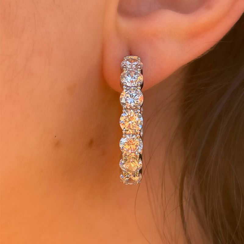 Classic Round Cut White Sapphire Earrings