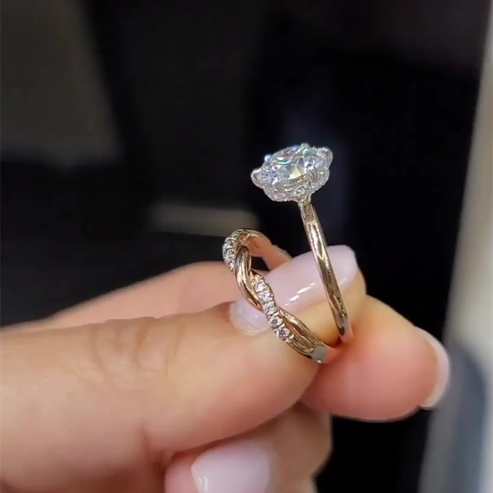 2ct Round Cut White Sapphire Wedding Set