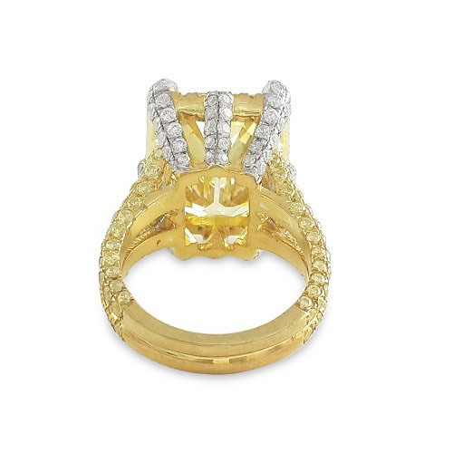 7ct Emerald Cut Yellow Sapphire Engagement Ring