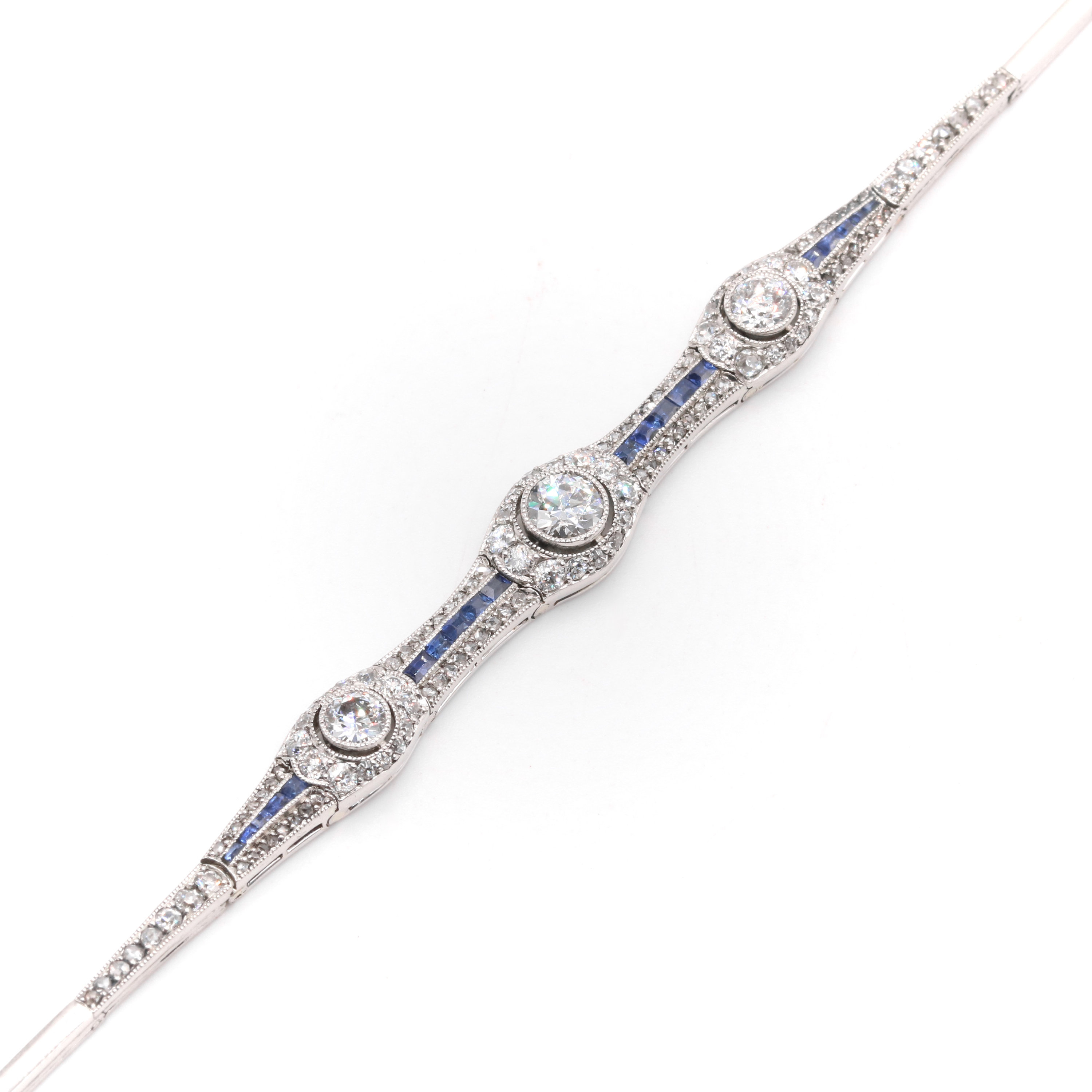 Round Cut Blue Sapphire Bracelet