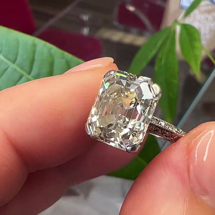 5ct Emerald Cut White Sapphire Engagement Ring