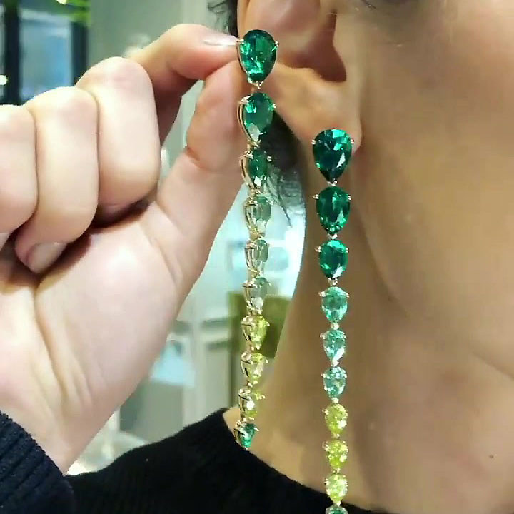 Pear Cut Gradient Sapphire Drop Earrings