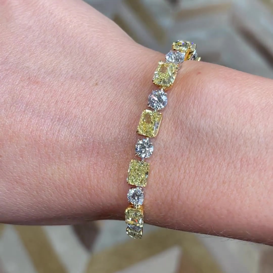 Radiant&Round Cut Yellow Sapphire Chain Bracelet