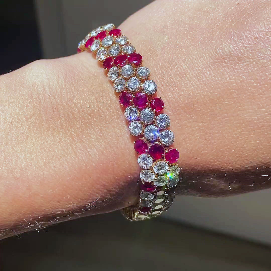 Round Cut Ruby Sapphire Bracelet