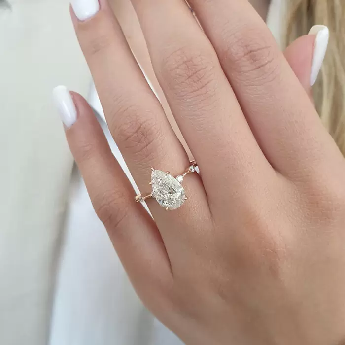 5ct Pear Cut White Sapphire Rose Gold Engagement Ring