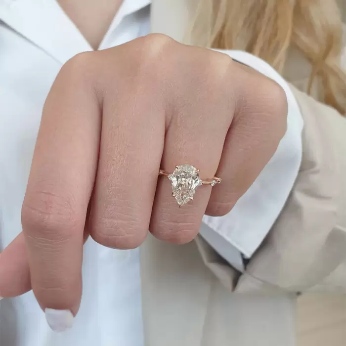 5ct Pear Cut White Sapphire Rose Gold Engagement Ring