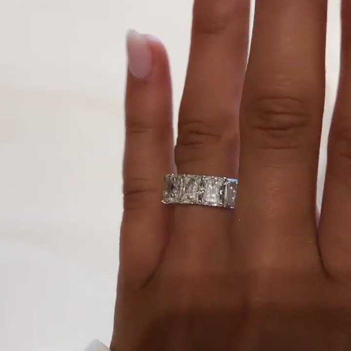 5.7ct Radiant & Oval Cut White Sapphire Wedding Band