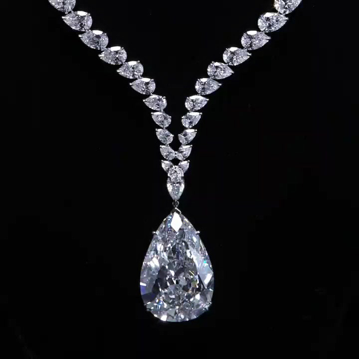 Pear Cut White Sapphire Pendant Necklace