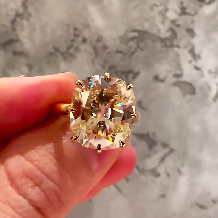 5ct Cushion Cut Yellow Sapphire Engagement Ring