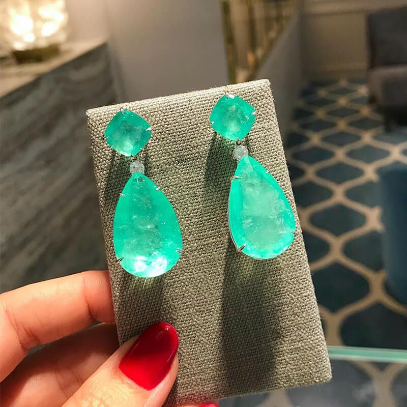 15ct Pear and Cushion Cut Green Gemstone Earrings