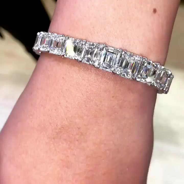 Emerald Cut White Sapphire Tennis Bracelet