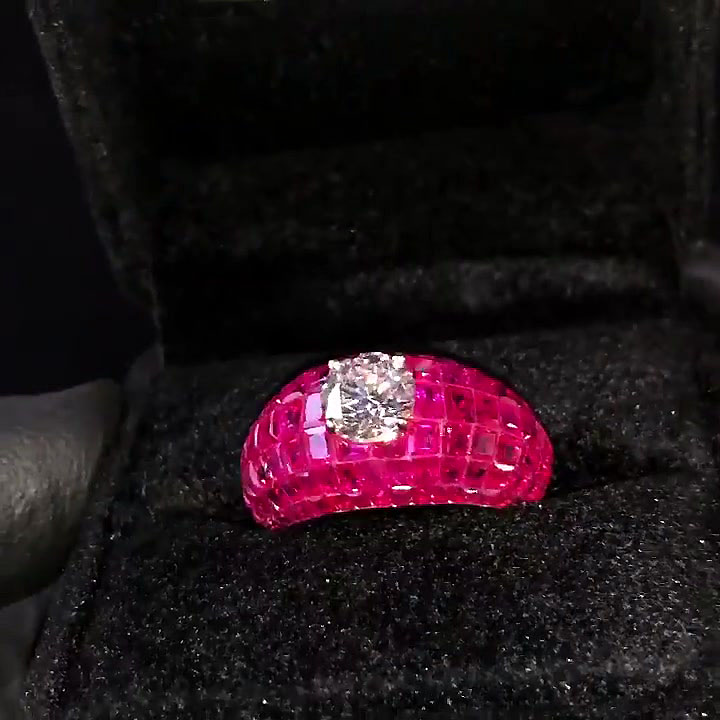 2ct Round Cut Ruby Sapphire Engagement Ring