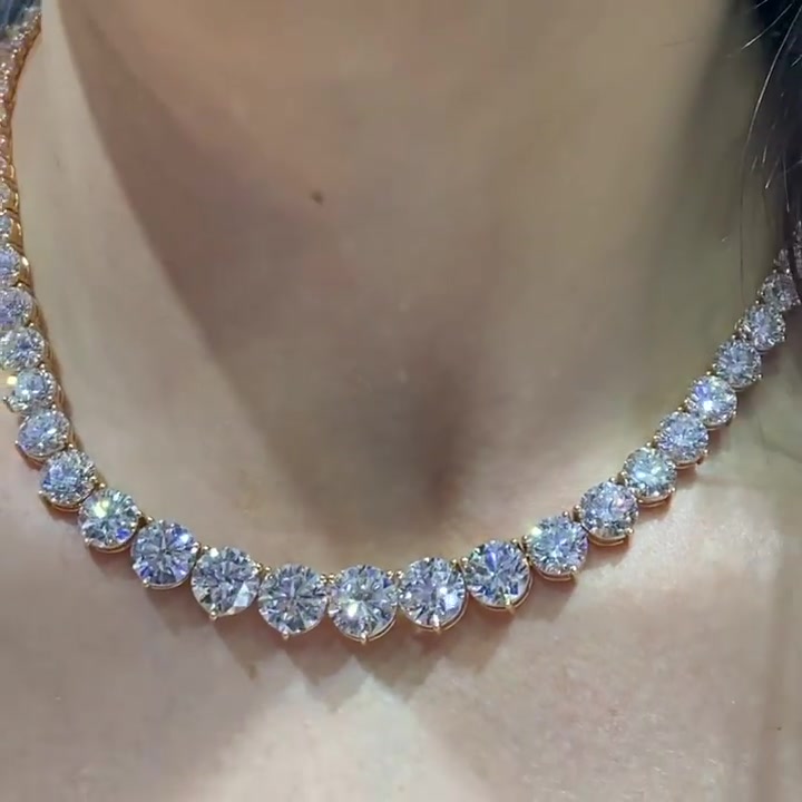 Round Cut White Sapphire Tennis Necklace