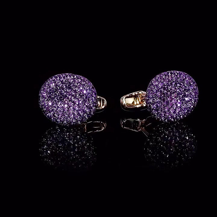 Micro-pave Setting Round Cut Amethyst Sapphire Stud Earrings