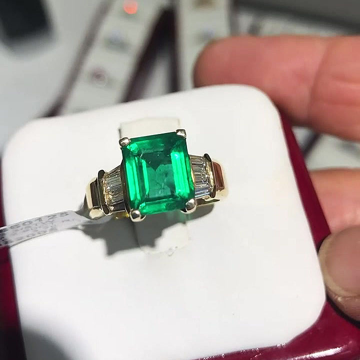 4ct Emerald Cut Emerald Sapphire Engagement Ring