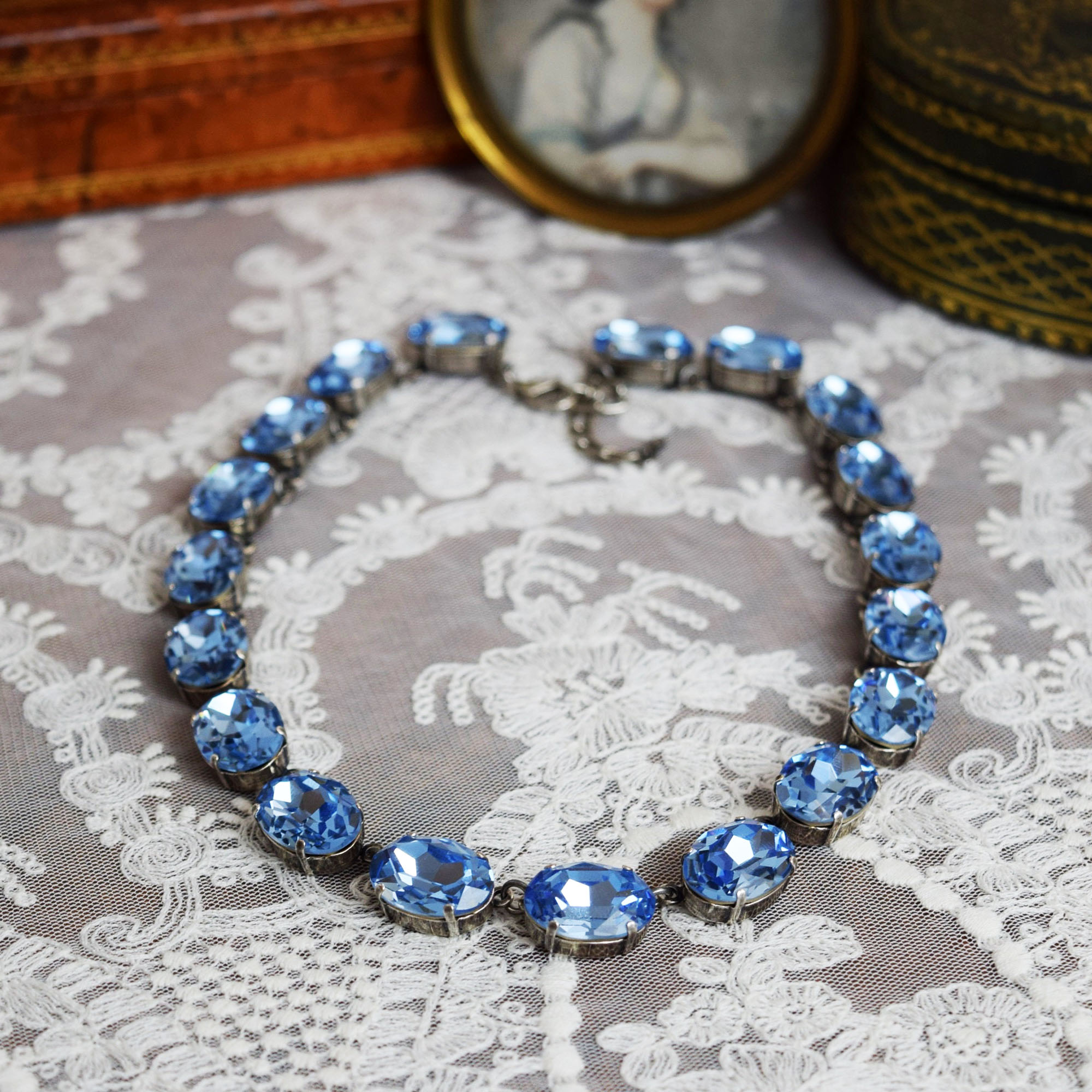 Oval Cut Aquamarine Sapphire Necklace