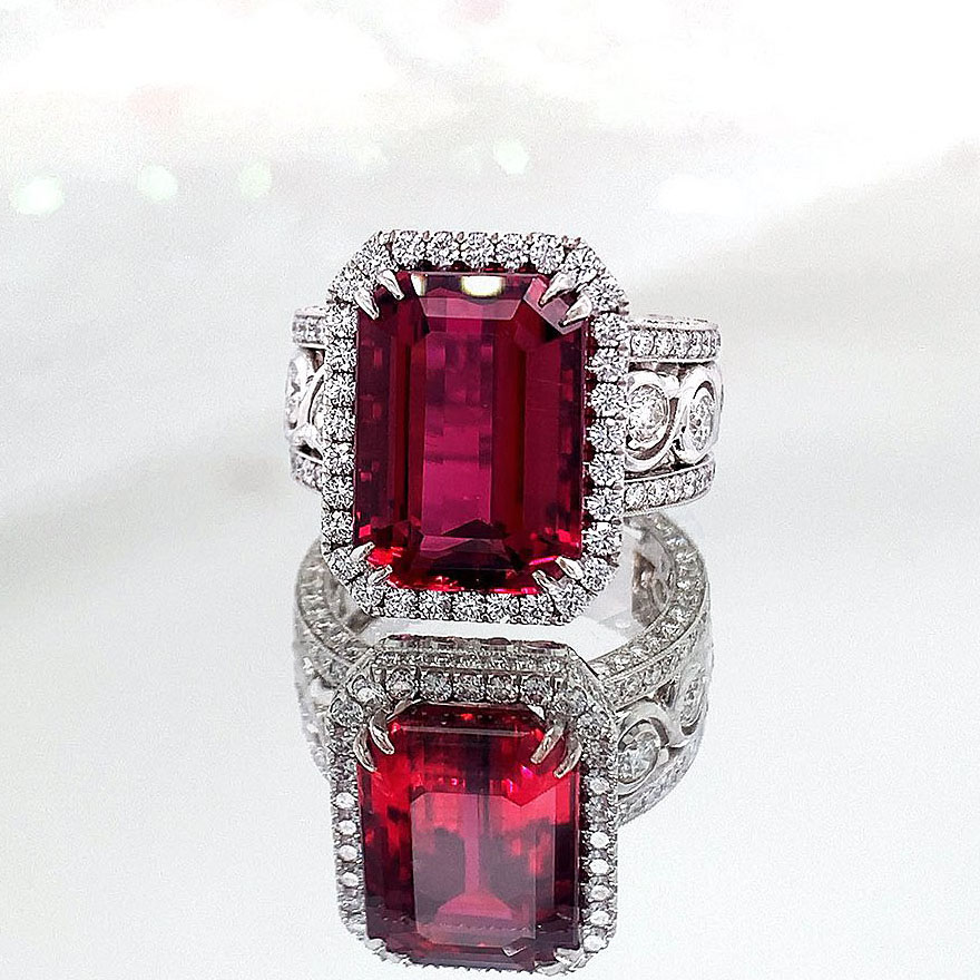6ct Emerald Cut Ruby Sapphire Engagement Ring