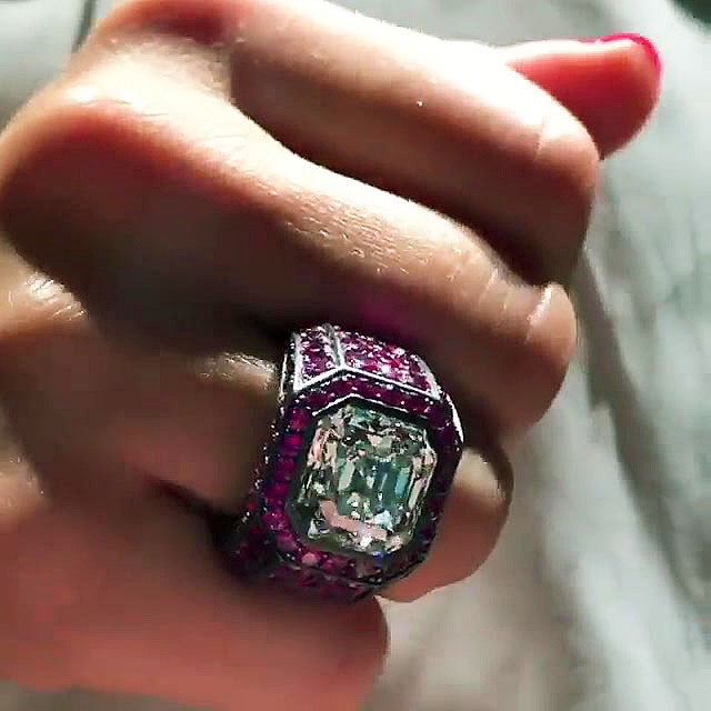 7ct Asscher Cut Ruby Sapphire Engagement Ring