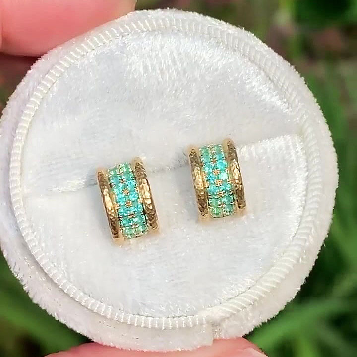 Round Cut Aquamarine Sapphire Stud Earrings