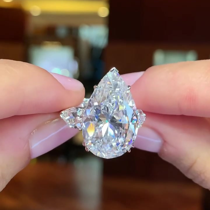 3ct Pear Cut White Sapphire Wedding Ring