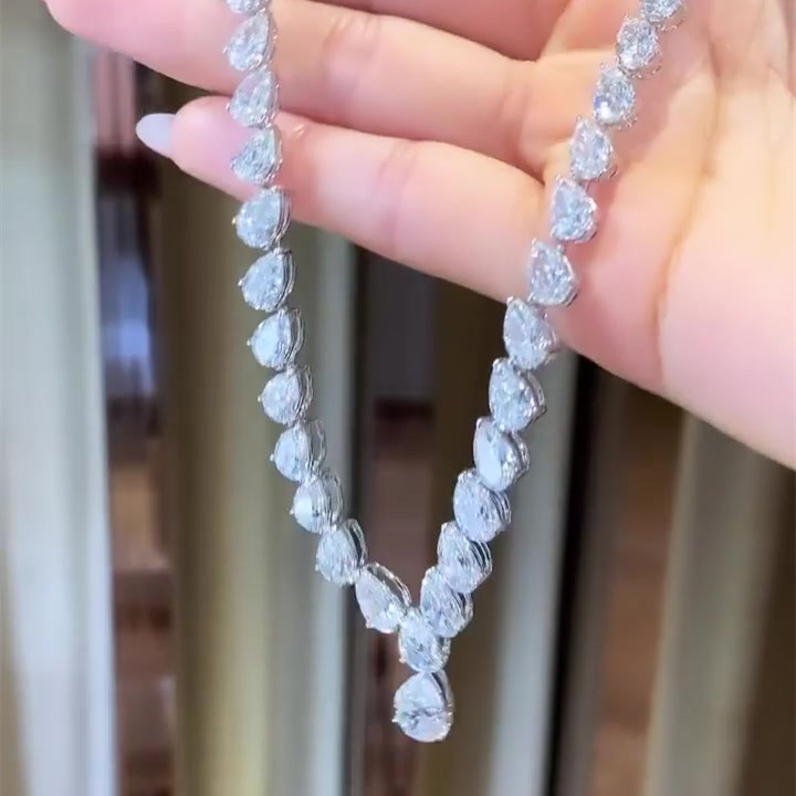 Pear Cut White Sapphire Necklace