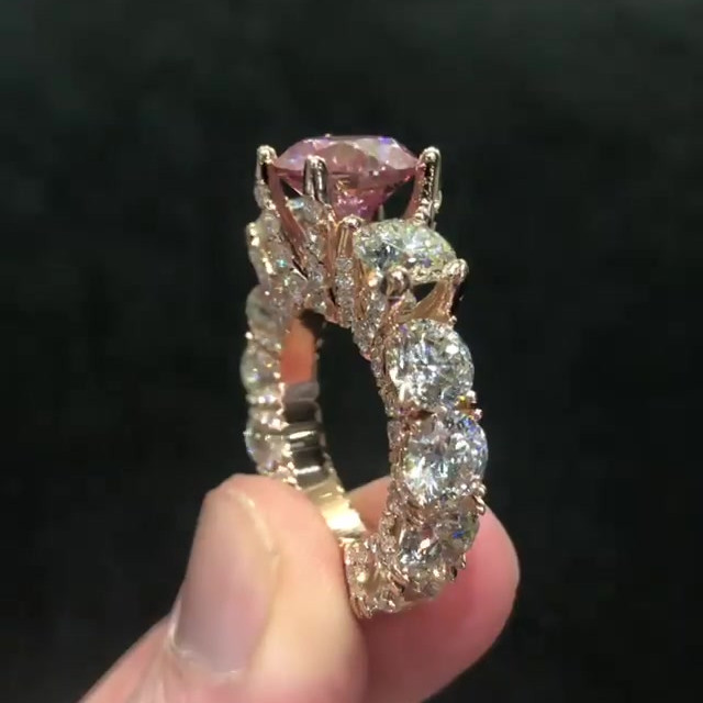 3ct Round Cut Pink Sapphire  Engagement Ring