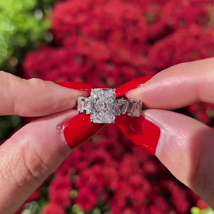 4ct Radiant Cut White Sapphire Engagement Ring