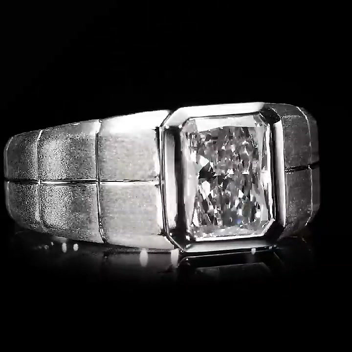 3ct Radiant Cut White Sapphire Men's Engagement Ring