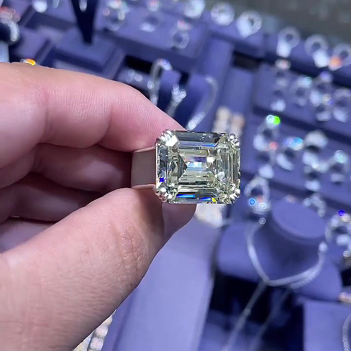 7ct Emerald Cut White Sapphire Men's Engagement Ring