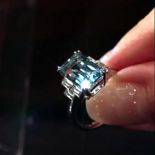 7ct Unique Design Emerald Cut Aquamarine Sapphire Engagement Ring